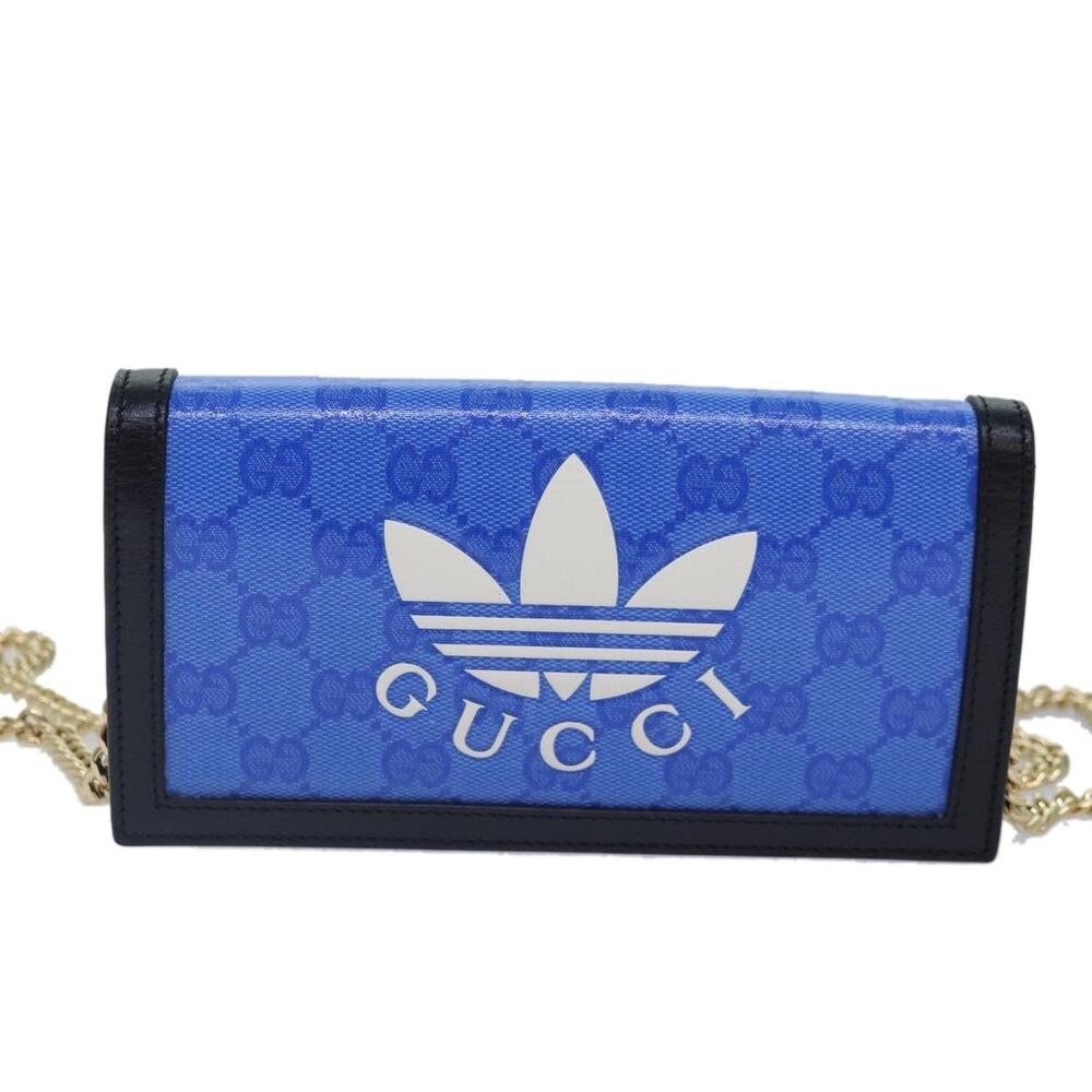 Gucci GG Supreme Adidas Chain Shoulder Wallet Blue